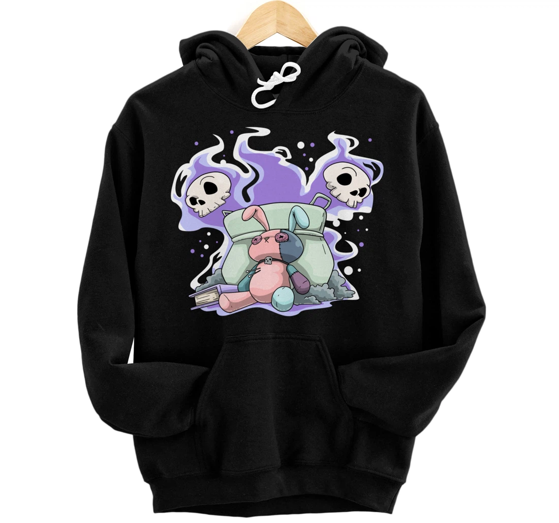 Pastel Goth Bunny Skull Kawaii Pullover Hoodie
