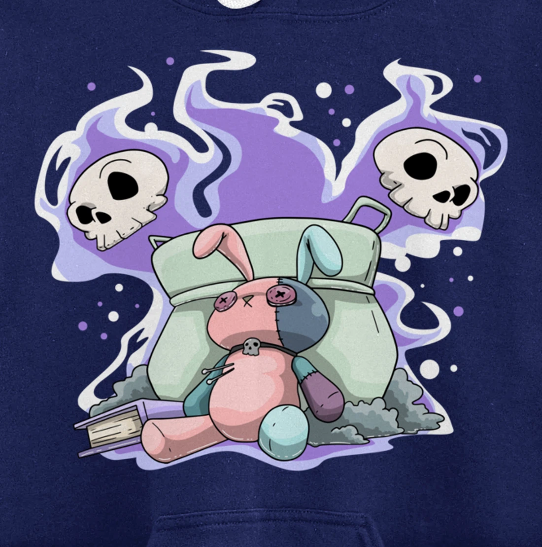 Pastel Goth Bunny Skull Kawaii Pullover Hoodie