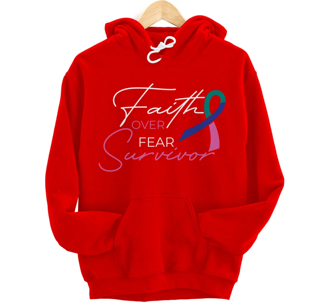 Thyroid Cancer Fight Cancer Ribbon Pullover Hoodie