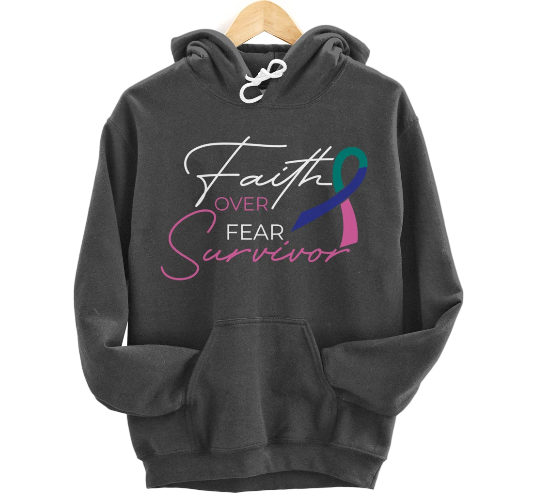 Thyroid Cancer Fight Cancer Ribbon Pullover Hoodie