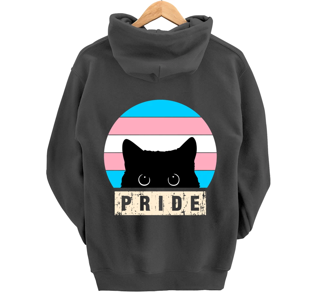 Transgender Cat Pride Transgender Flag Colors Pullover Hoodie