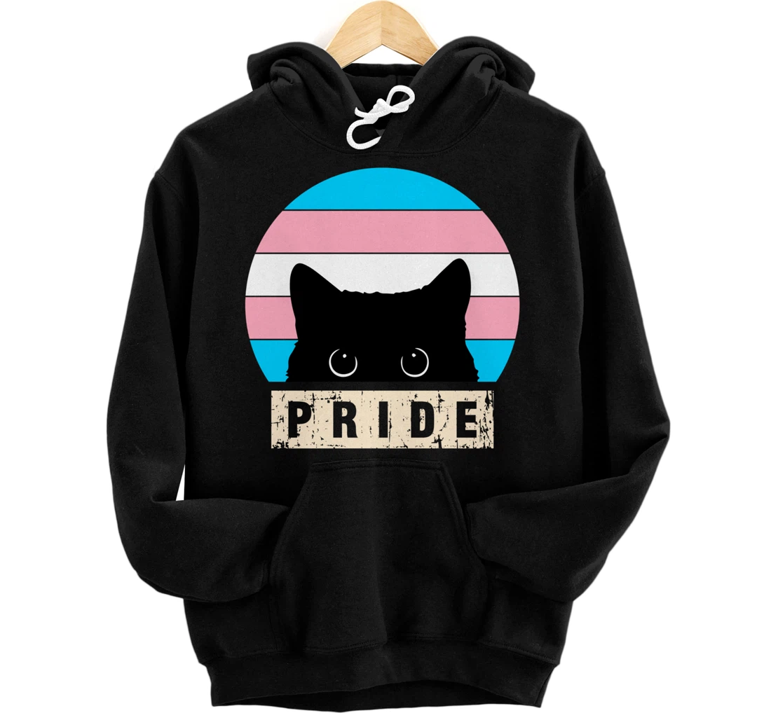 Transgender Cat Pride Transgender Flag Colors Pullover Hoodie