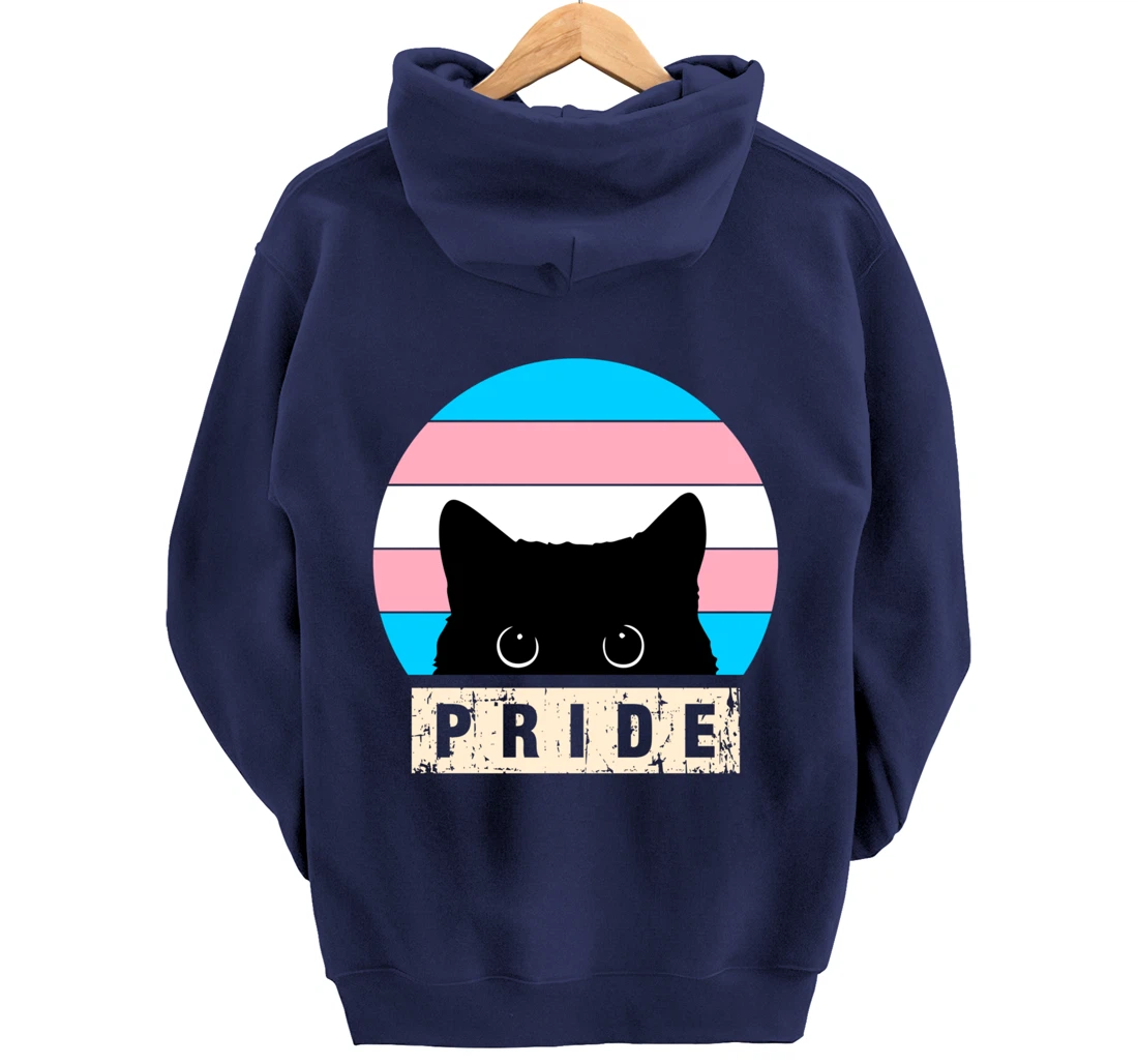Transgender Cat Pride Transgender Flag Colors Pullover Hoodie