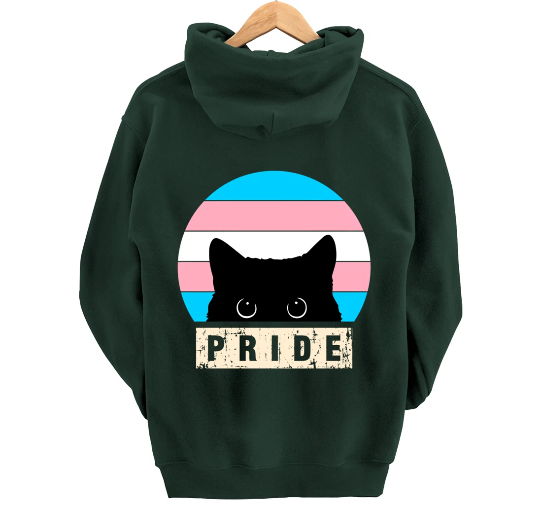 Transgender Cat Pride Transgender Flag Colors Pullover Hoodie