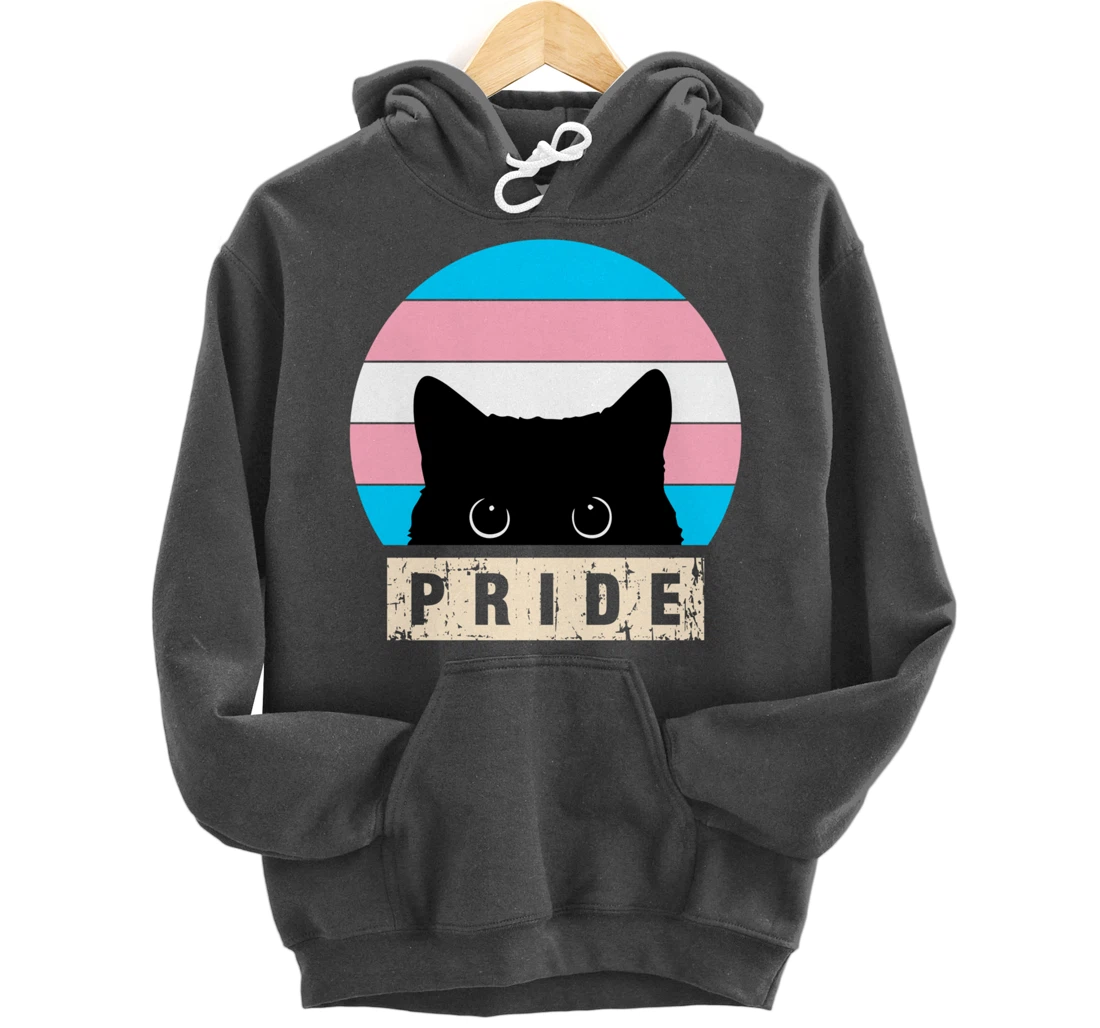 Transgender Cat Pride Transgender Flag Colors Pullover Hoodie