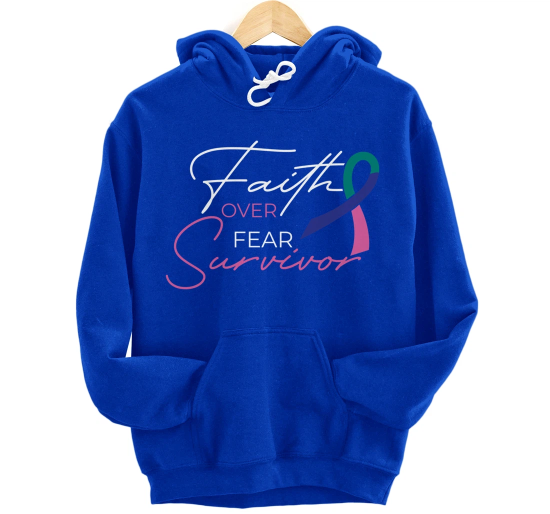 Thyroid Cancer Fight Cancer Ribbon Pullover Hoodie