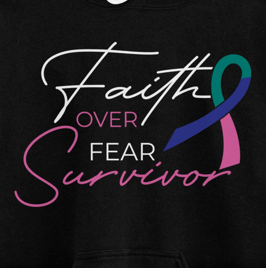 Thyroid Cancer Fight Cancer Ribbon Pullover Hoodie
