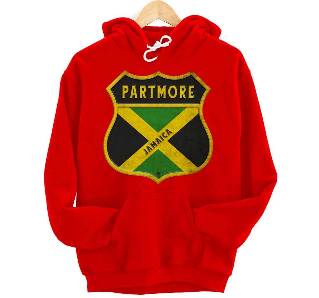 Partmore Jamaica coat of arms flags city reggae design Pullover Hoodie