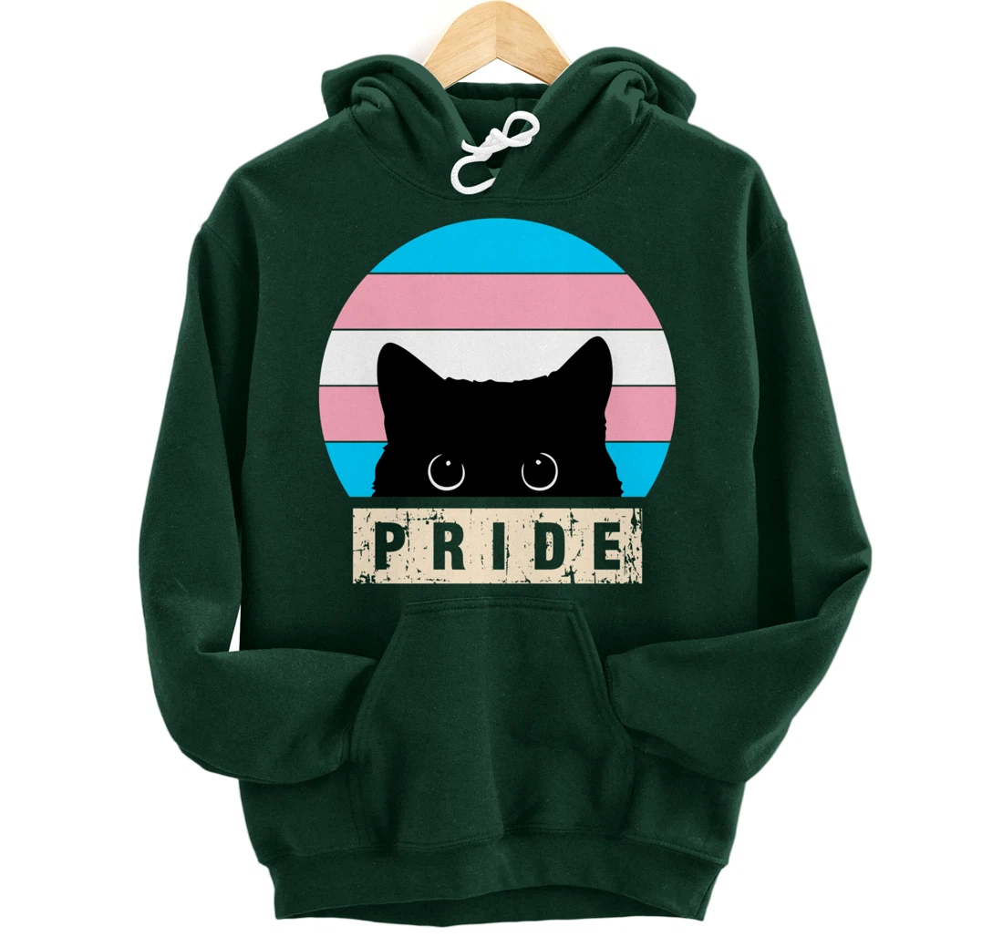 Transgender Cat Pride Transgender Flag Colors Pullover Hoodie