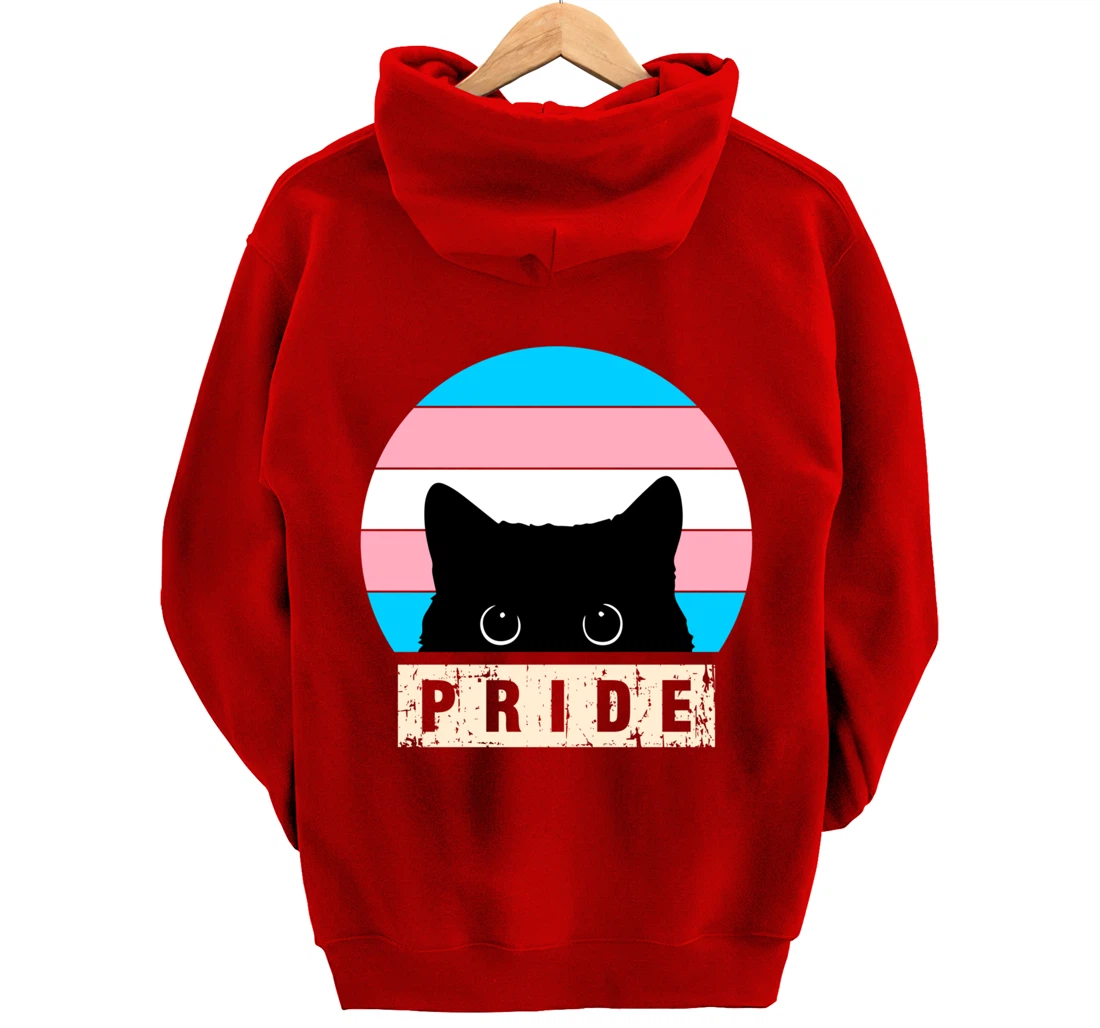 Transgender Cat Pride Transgender Flag Colors Pullover Hoodie
