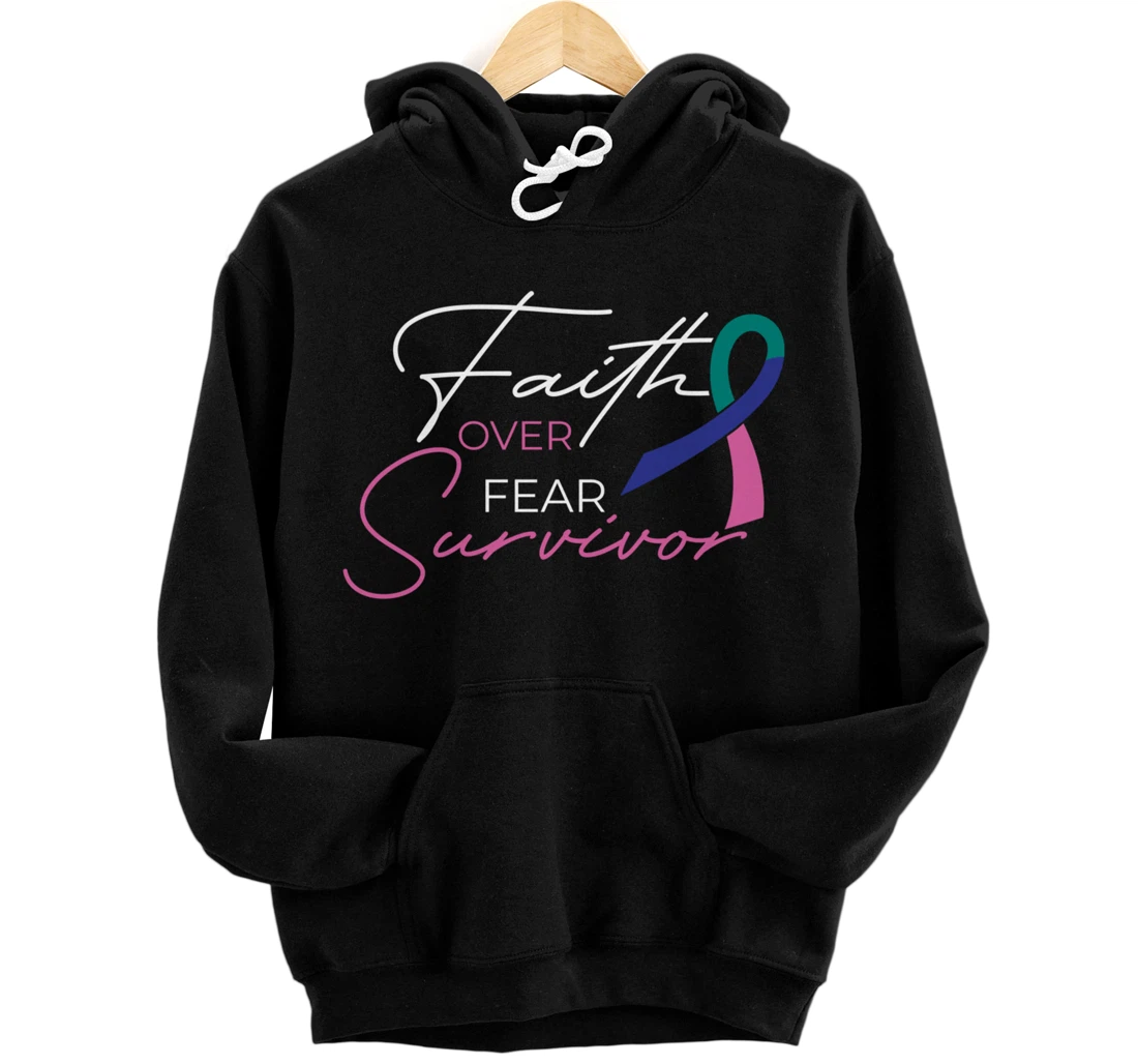 Thyroid Cancer Fight Cancer Ribbon Pullover Hoodie