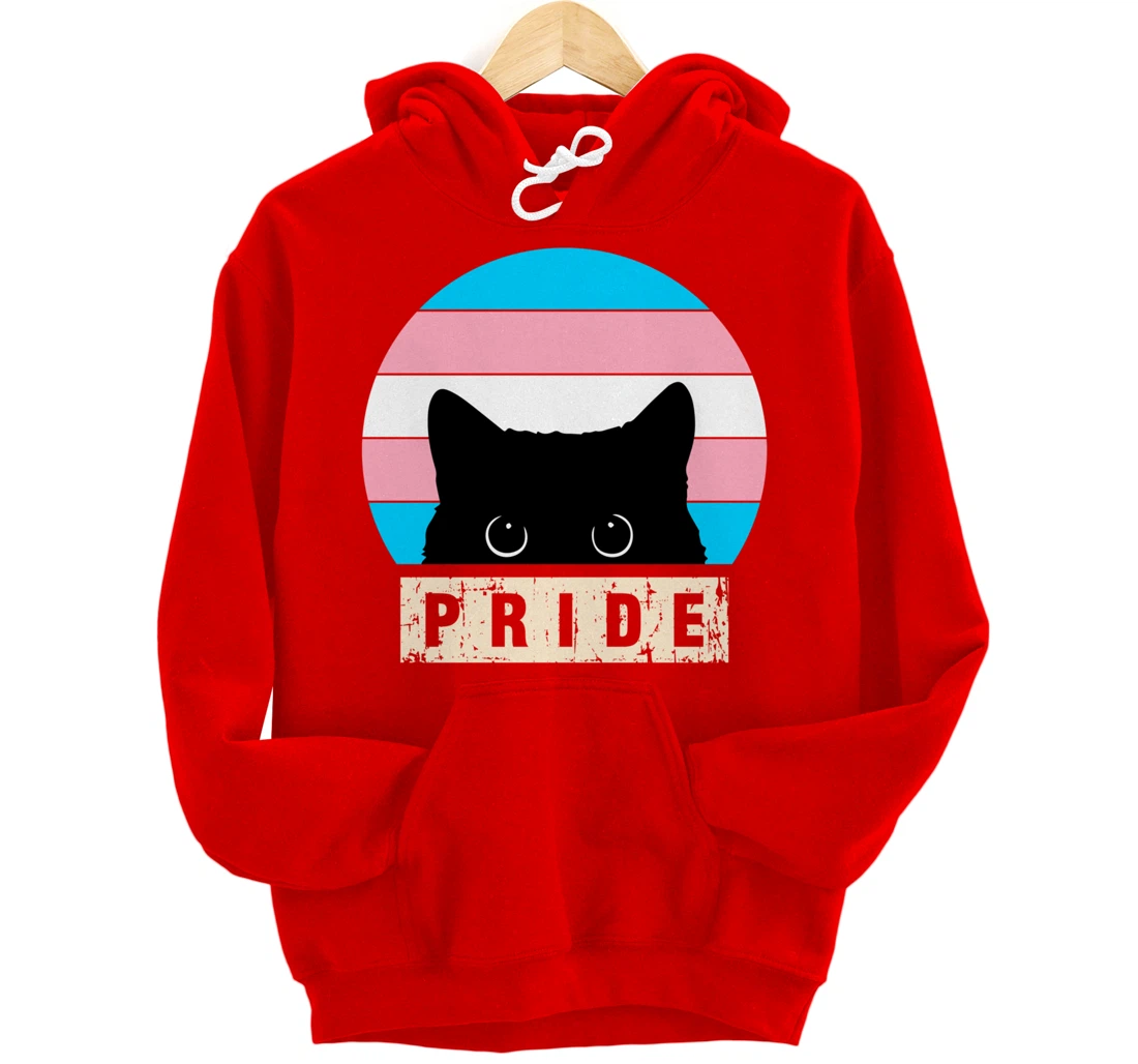 Transgender Cat Pride Transgender Flag Colors Pullover Hoodie