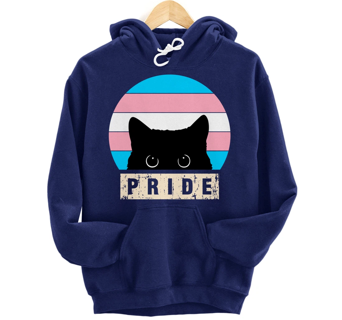 Transgender Cat Pride Transgender Flag Colors Pullover Hoodie