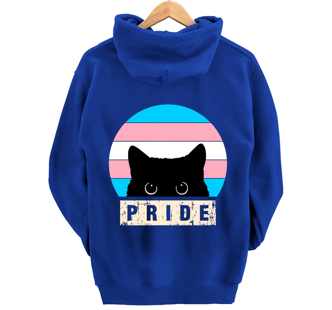 Transgender Cat Pride Transgender Flag Colors Pullover Hoodie