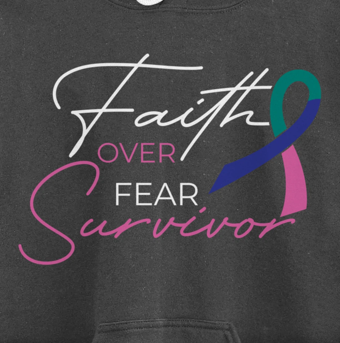 Thyroid Cancer Fight Cancer Ribbon Pullover Hoodie