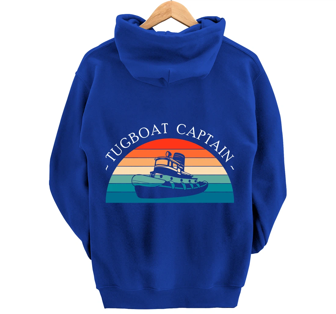 Vintage Retro Tugboat Captain Pullover Hoodie
