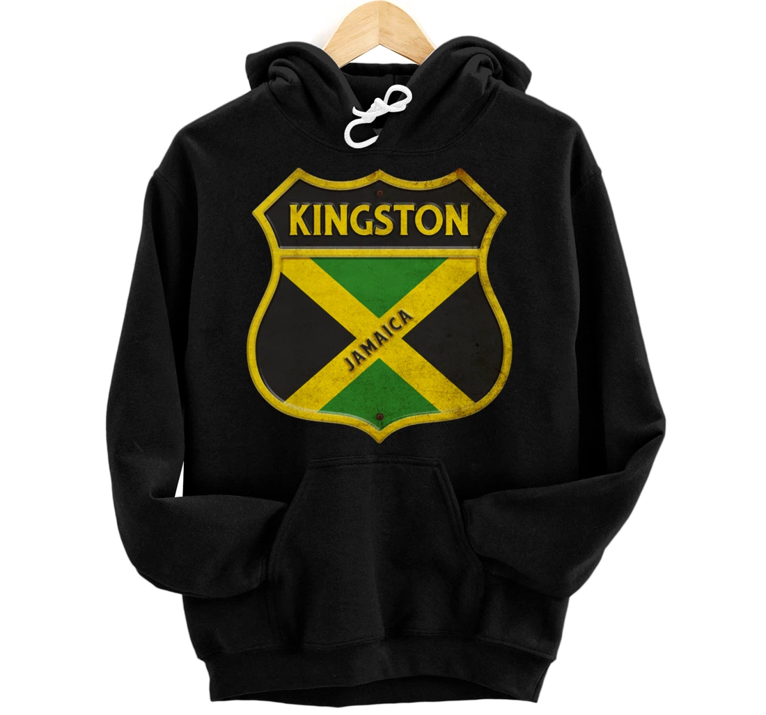 Kingston Jamaica coat of arms flags city reggae design Pullover Hoodie