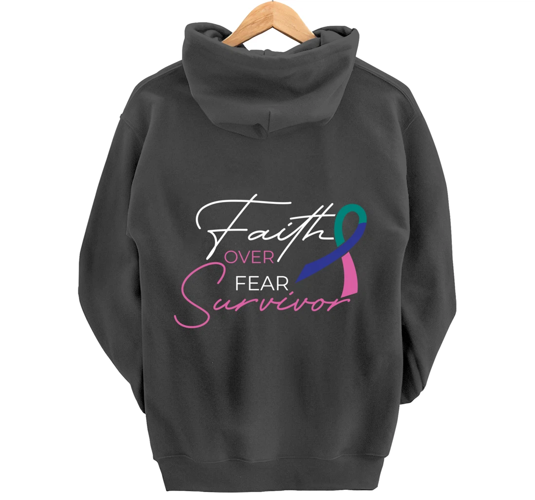 Thyroid Cancer Fight Cancer Ribbon Pullover Hoodie