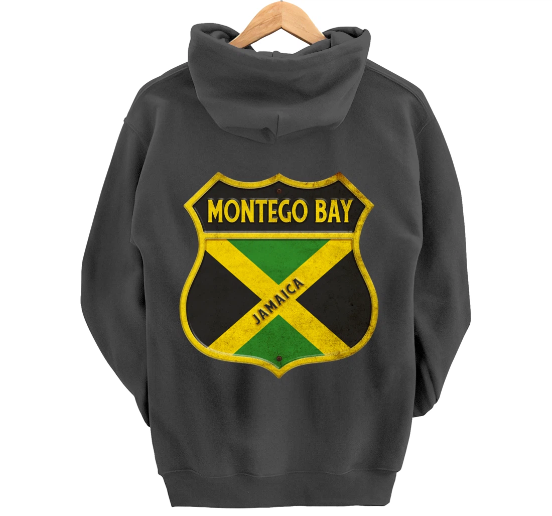 Montego Bay Jamaica coat of arms flags city reggae design Pullover Hoodie