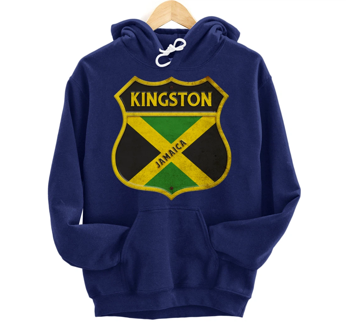 Kingston Jamaica coat of arms flags city reggae design Pullover Hoodie