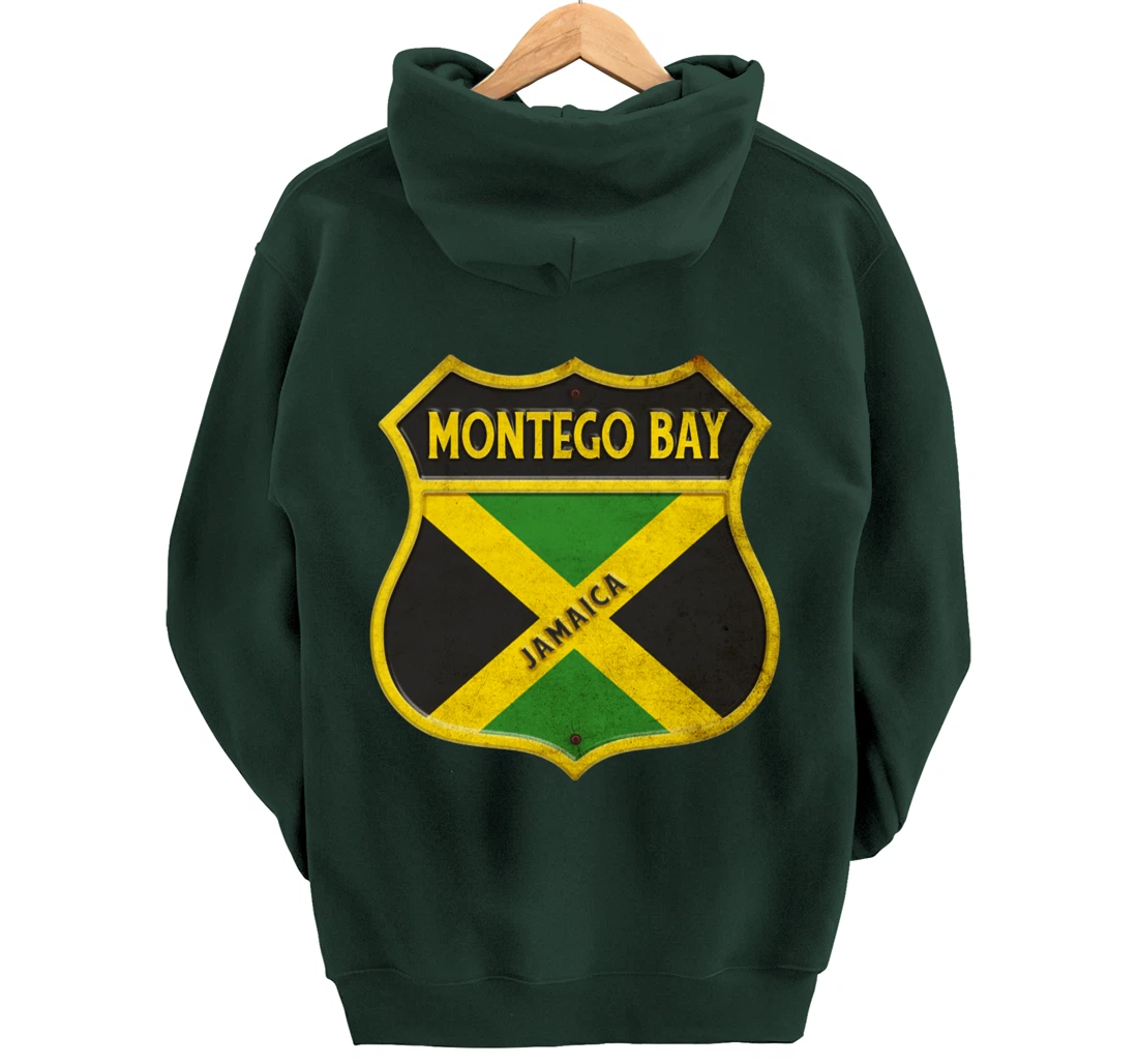 Montego Bay Jamaica coat of arms flags city reggae design Pullover Hoodie