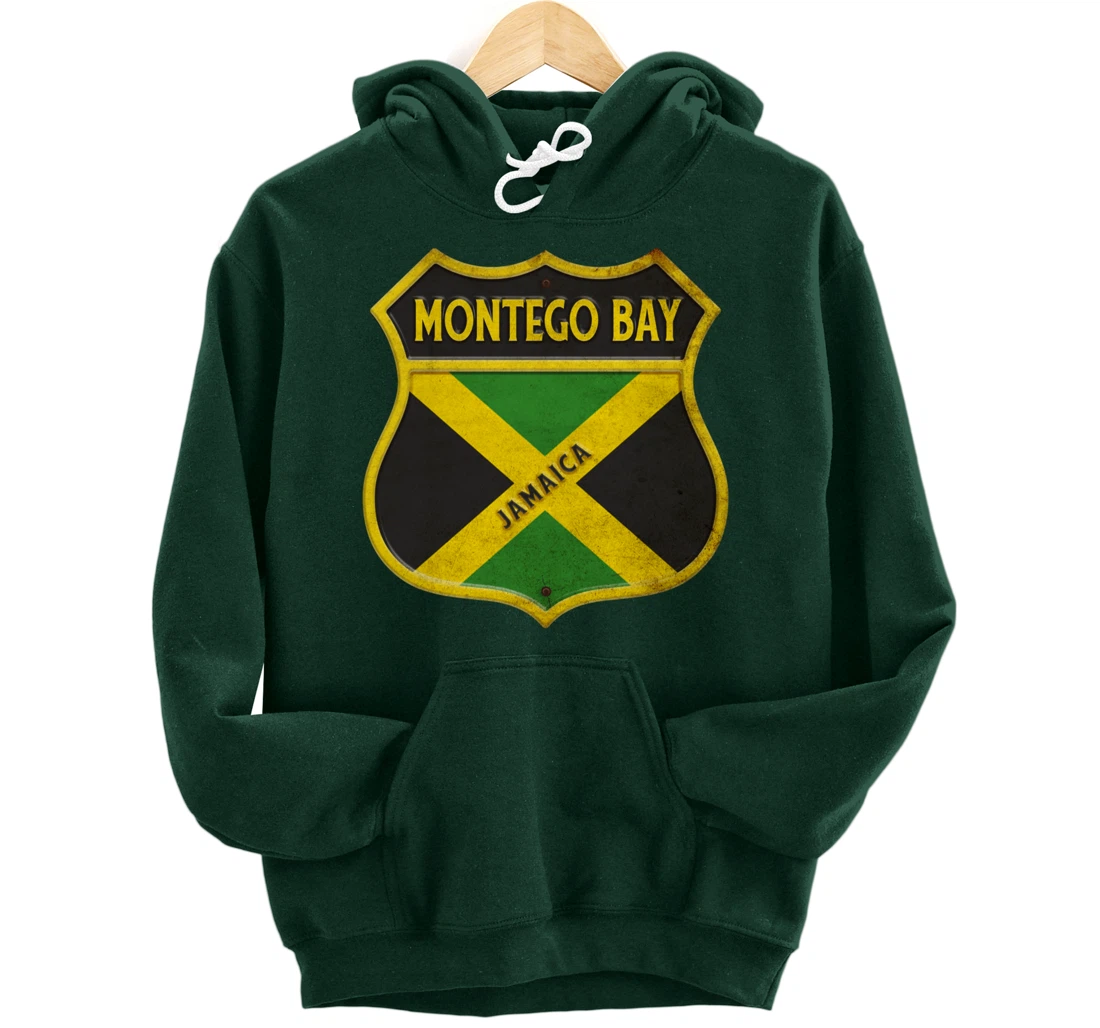 Montego Bay Jamaica coat of arms flags city reggae design Pullover Hoodie