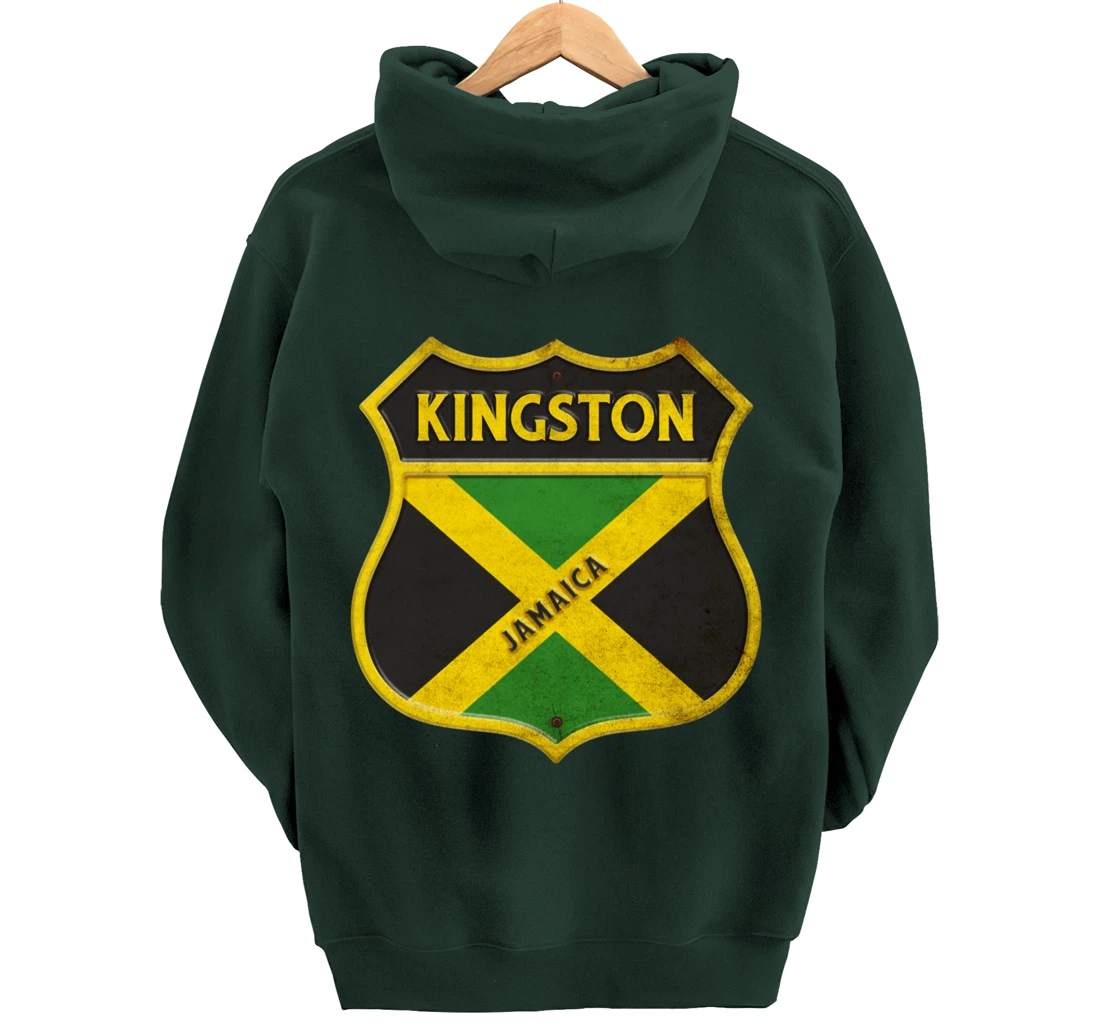 Kingston Jamaica coat of arms flags city reggae design Pullover Hoodie