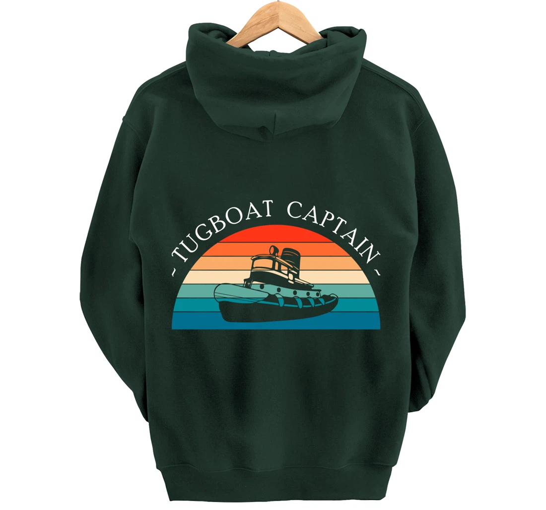 Vintage Retro Tugboat Captain Pullover Hoodie
