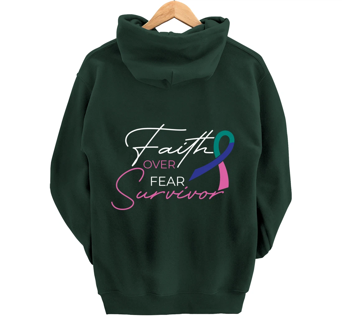 Thyroid Cancer Fight Cancer Ribbon Pullover Hoodie