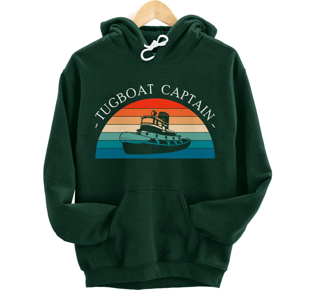 Vintage Retro Tugboat Captain Pullover Hoodie