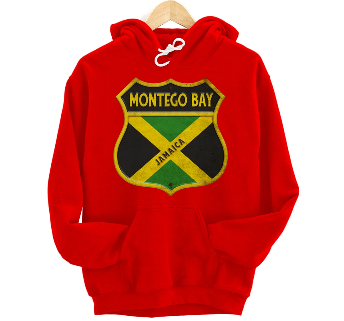 Montego Bay Jamaica coat of arms flags city reggae design Pullover Hoodie