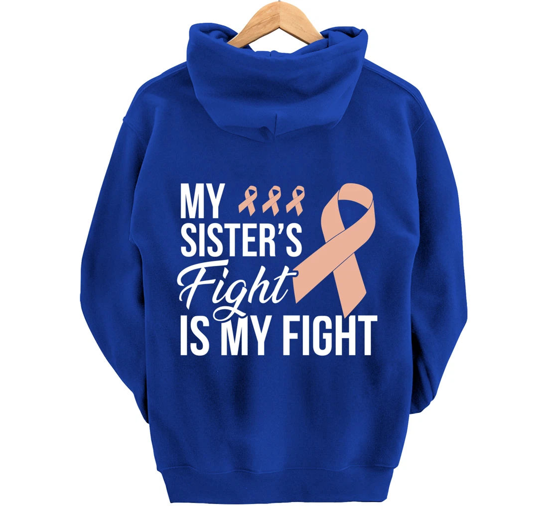 Uterine Cancer Fight Cancer Ribbon Pullover Hoodie