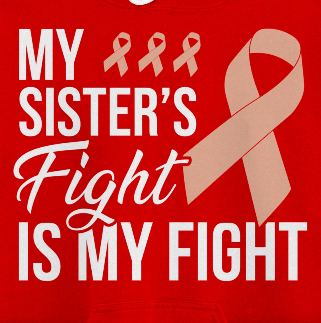 Uterine Cancer Fight Cancer Ribbon Pullover Hoodie