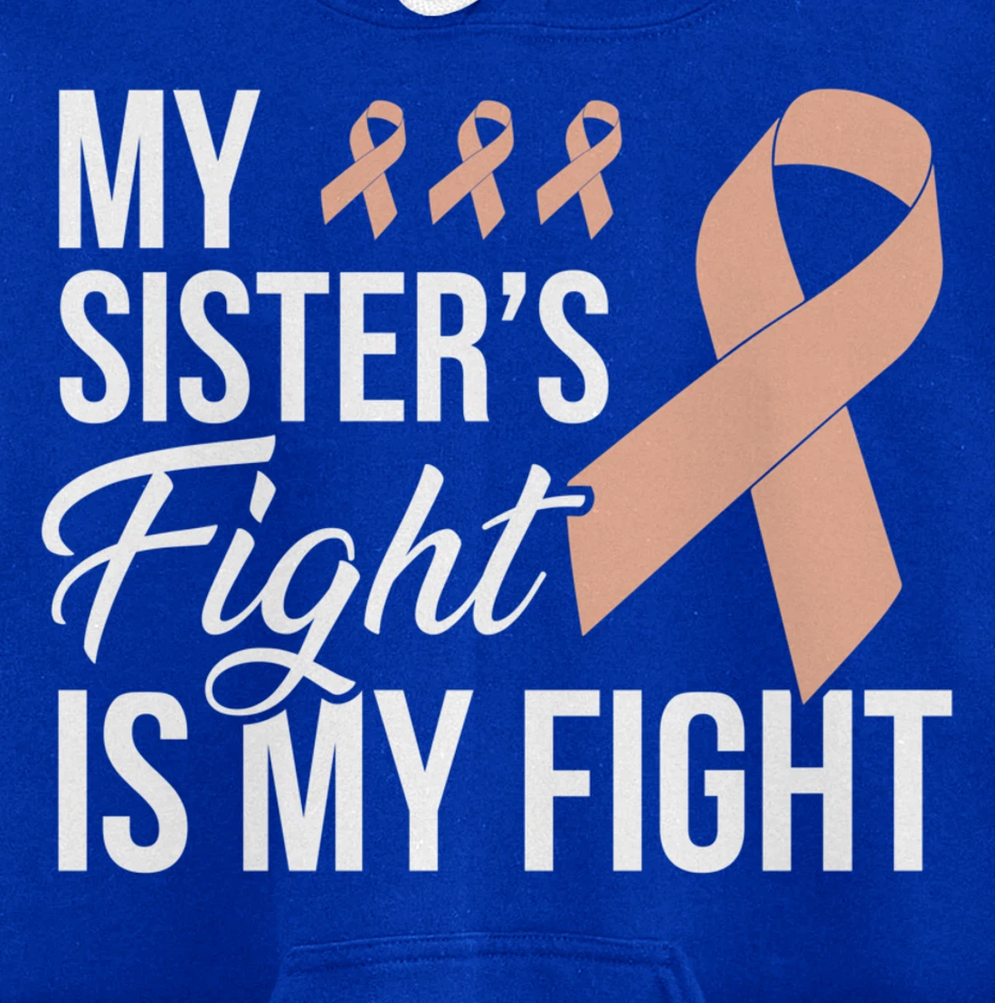 Uterine Cancer Fight Cancer Ribbon Pullover Hoodie