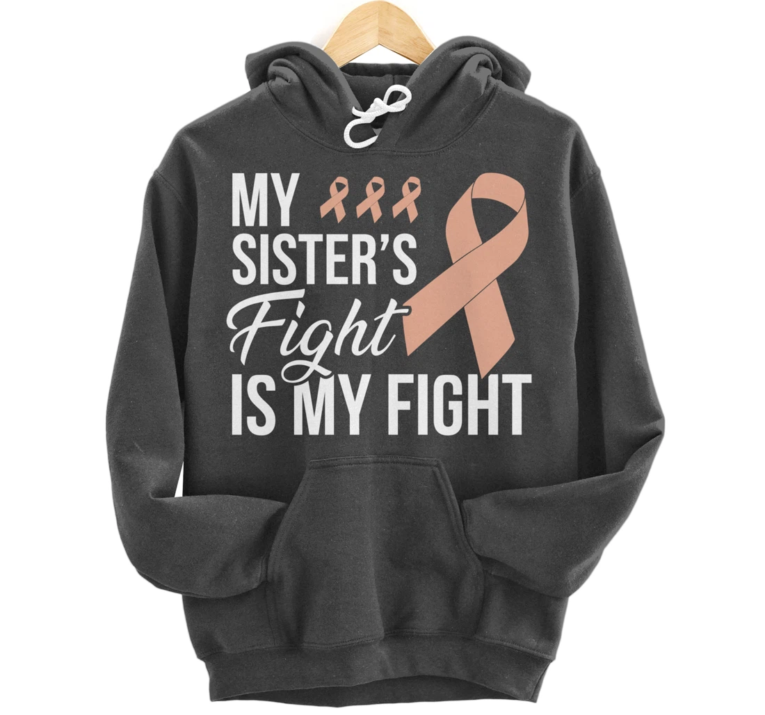 Uterine Cancer Fight Cancer Ribbon Pullover Hoodie