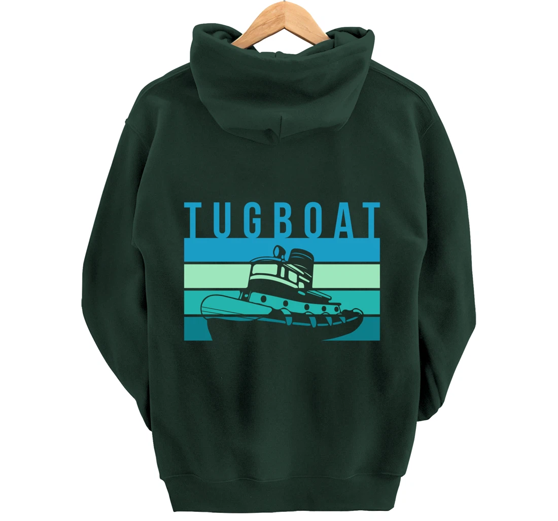 Vintage Retro Tugboat Captain Pullover Hoodie