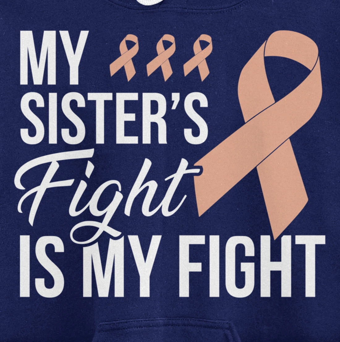 Uterine Cancer Fight Cancer Ribbon Pullover Hoodie