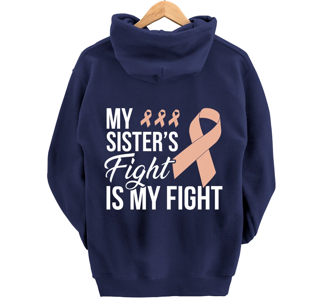 Uterine Cancer Fight Cancer Ribbon Pullover Hoodie