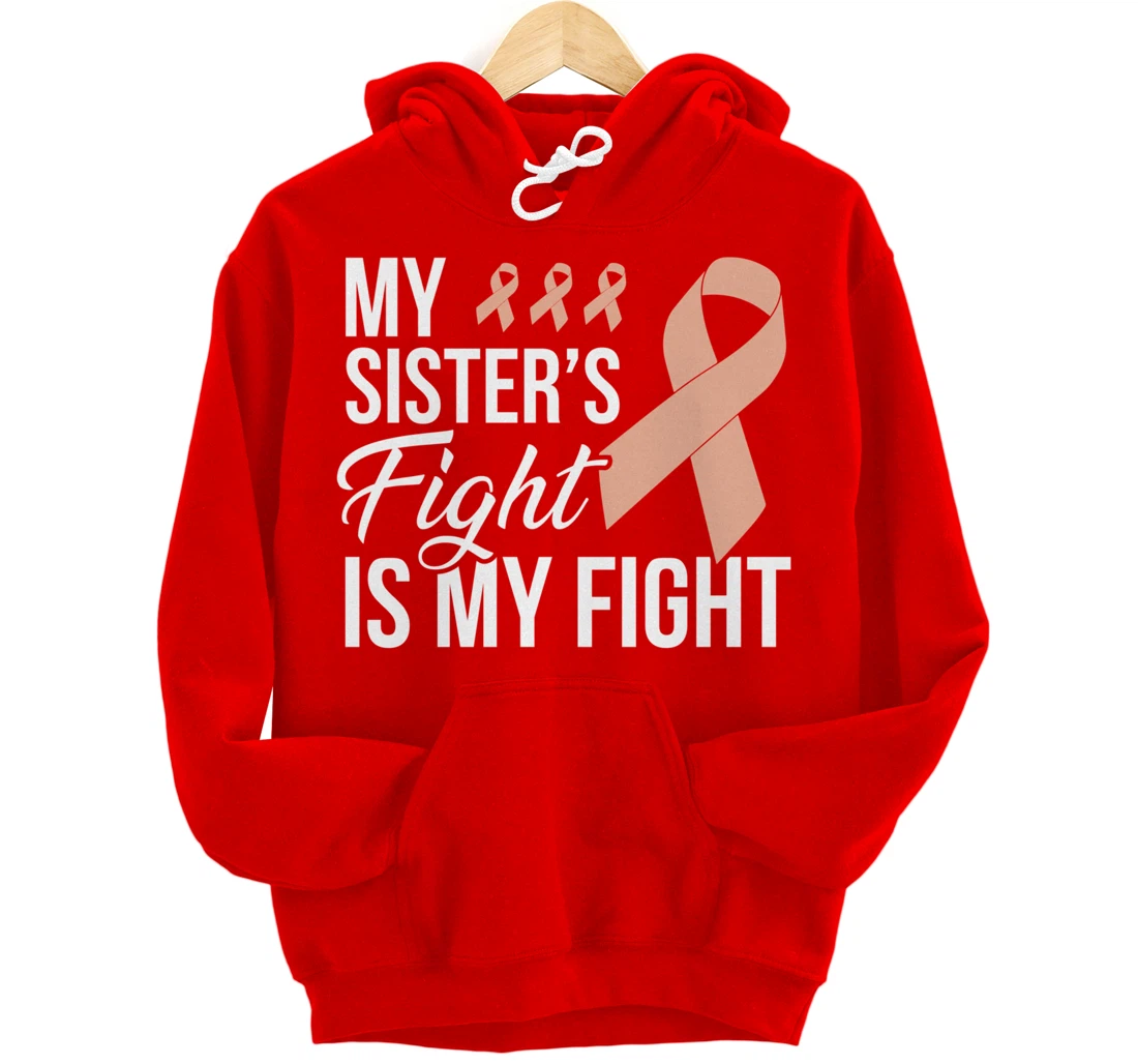 Uterine Cancer Fight Cancer Ribbon Pullover Hoodie