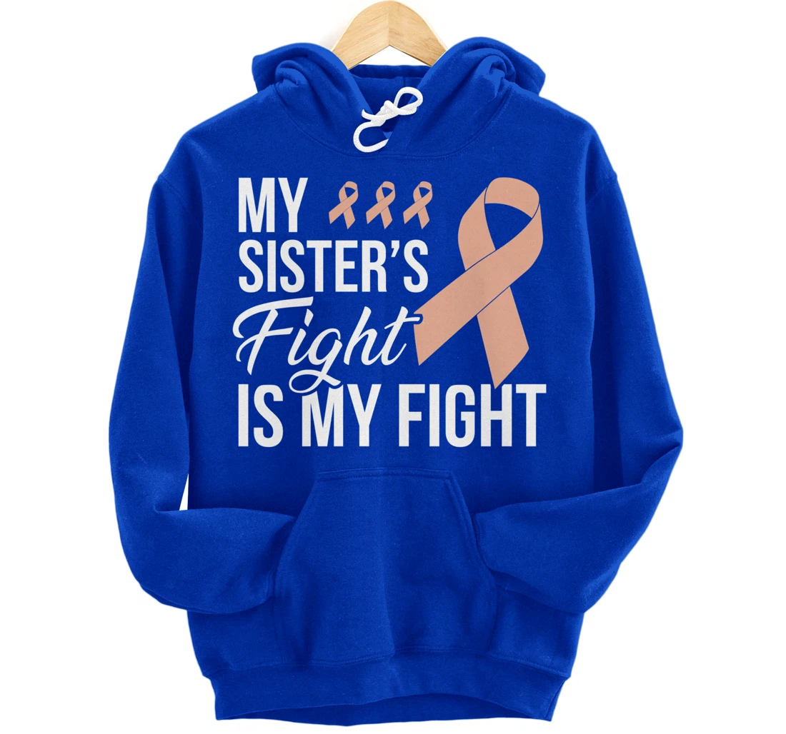 Uterine Cancer Fight Cancer Ribbon Pullover Hoodie