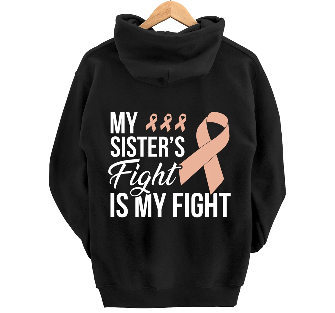 Uterine Cancer Fight Cancer Ribbon Pullover Hoodie