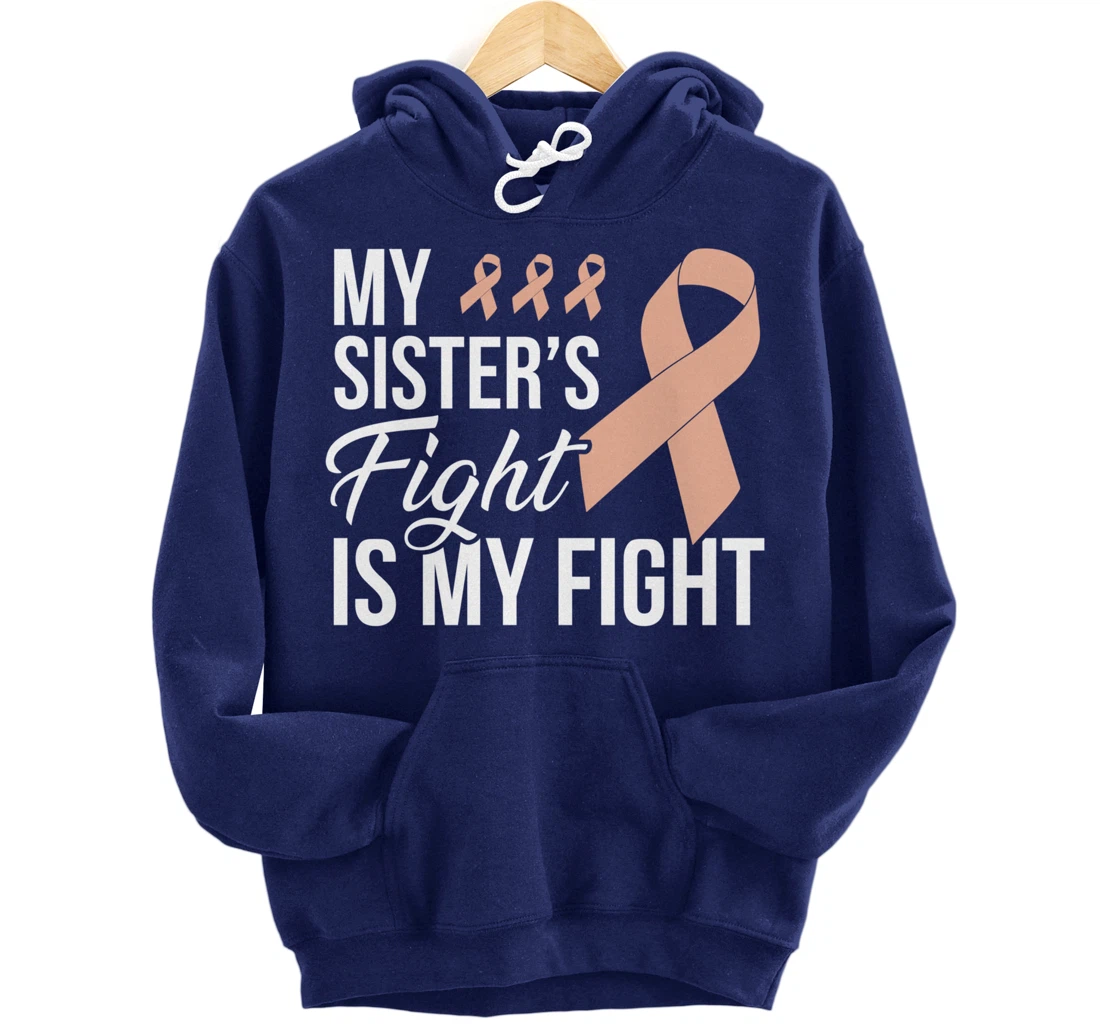 Uterine Cancer Fight Cancer Ribbon Pullover Hoodie