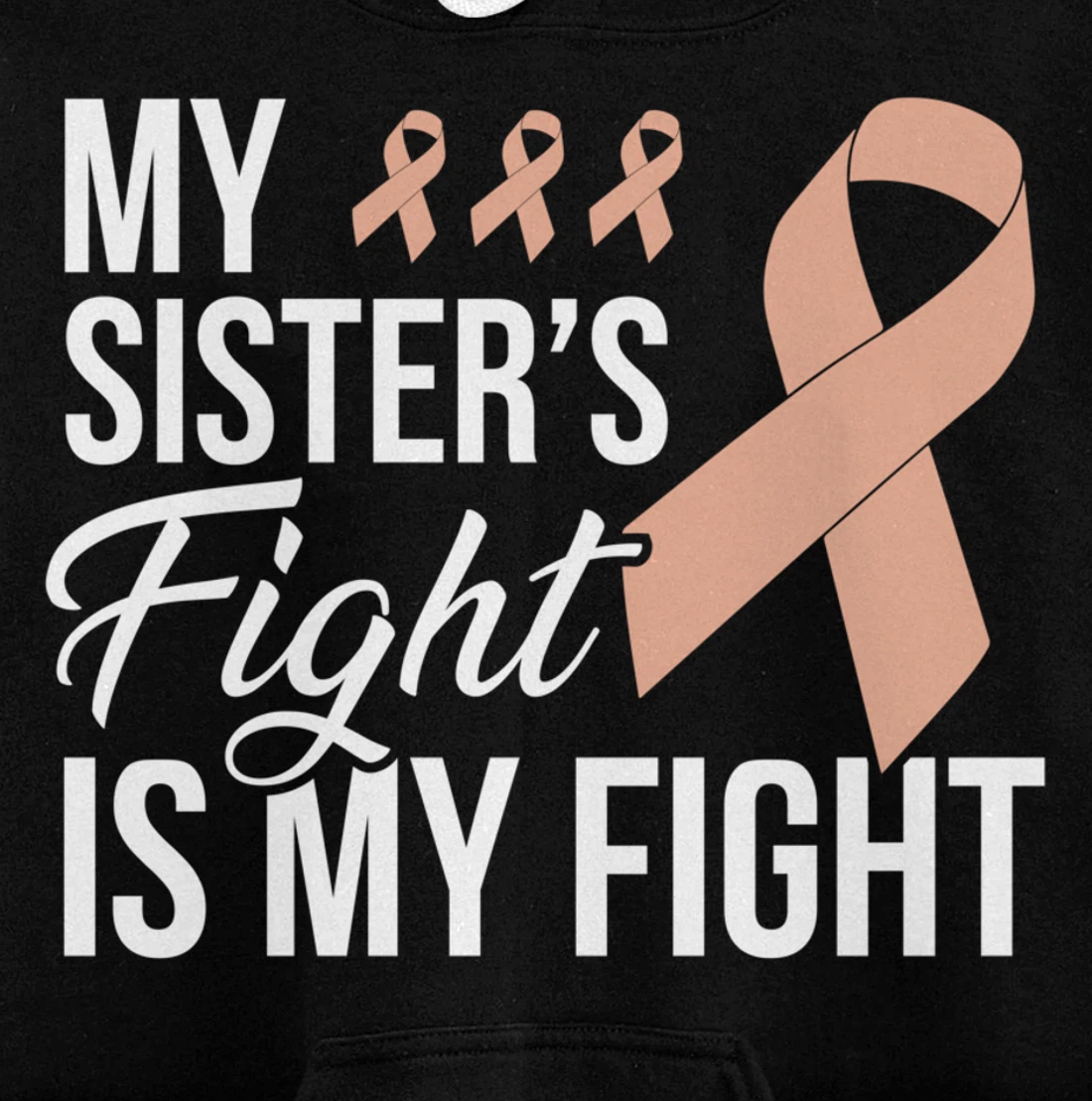 Uterine Cancer Fight Cancer Ribbon Pullover Hoodie