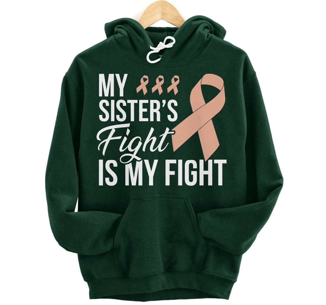 Uterine Cancer Fight Cancer Ribbon Pullover Hoodie