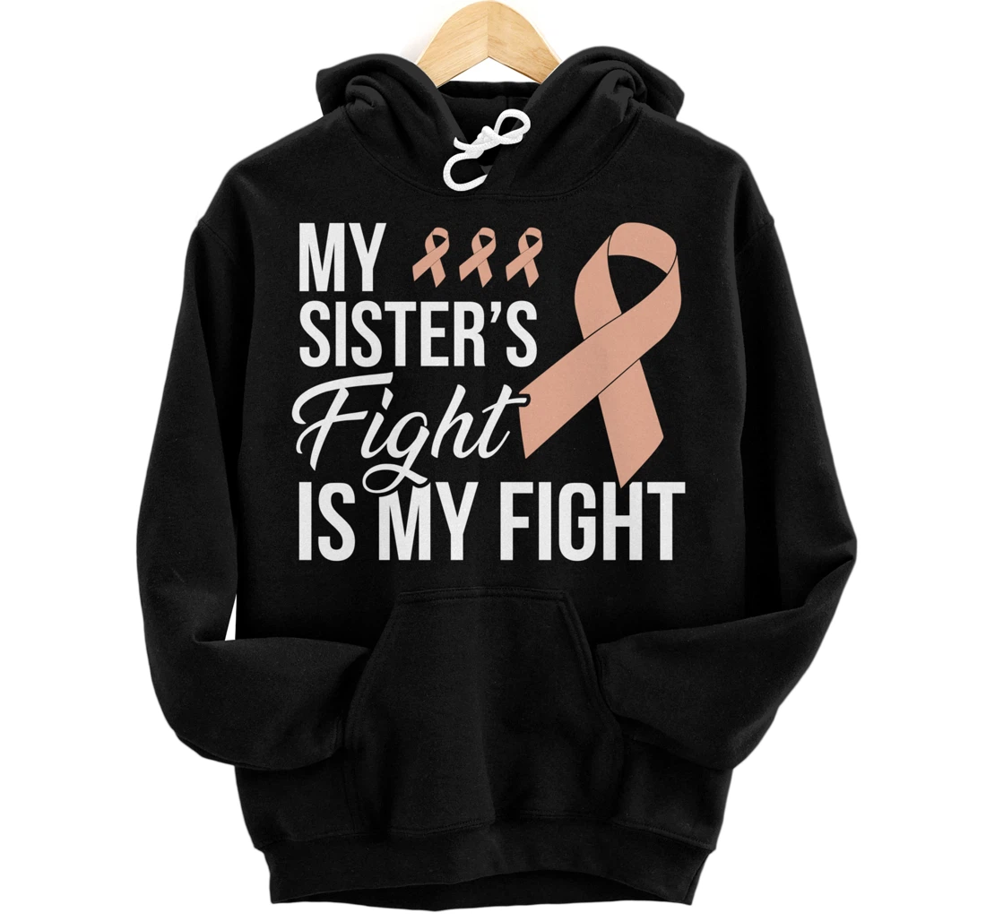 Uterine Cancer Fight Cancer Ribbon Pullover Hoodie