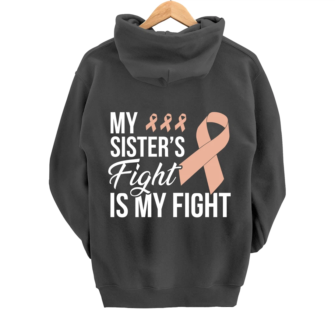 Uterine Cancer Fight Cancer Ribbon Pullover Hoodie