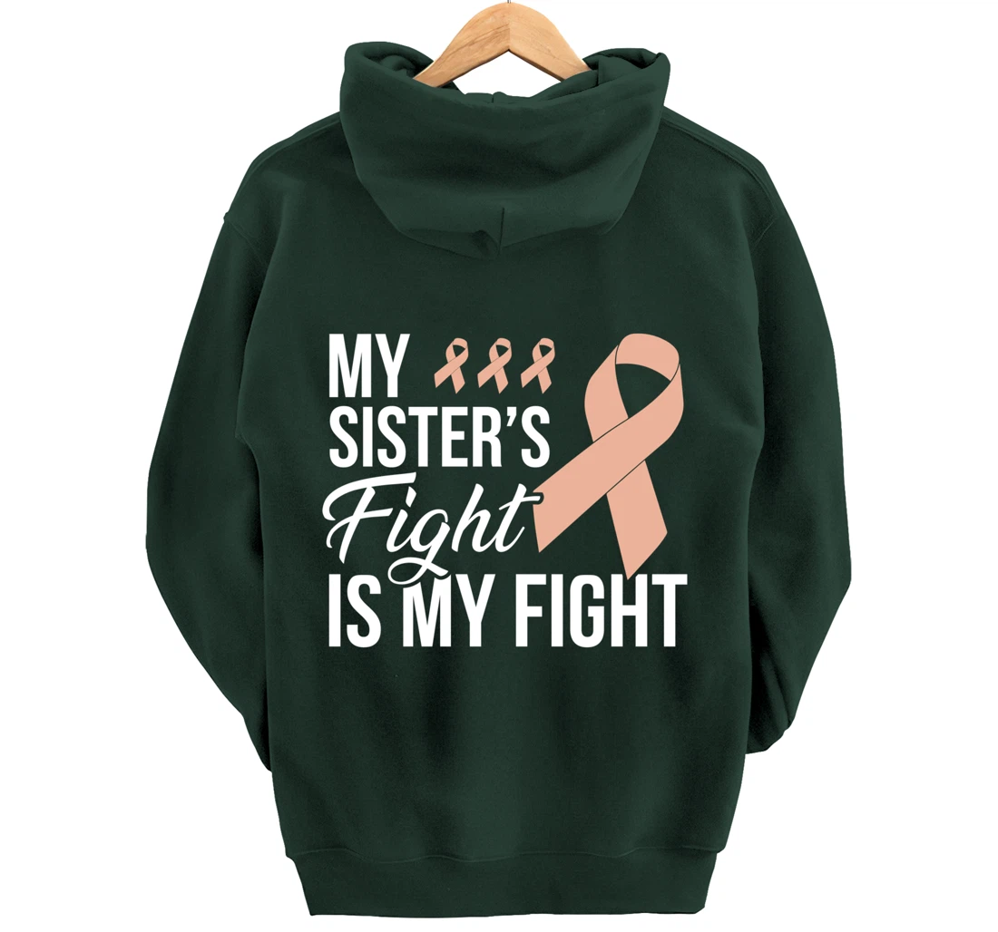 Uterine Cancer Fight Cancer Ribbon Pullover Hoodie