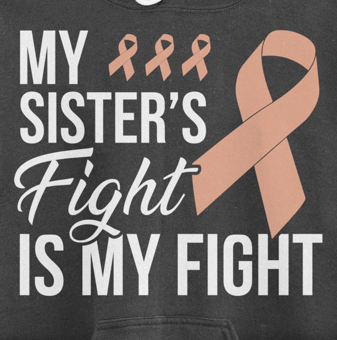 Uterine Cancer Fight Cancer Ribbon Pullover Hoodie