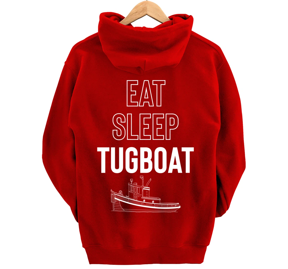 Eat Sleep Tugboat Pullover Hoodie