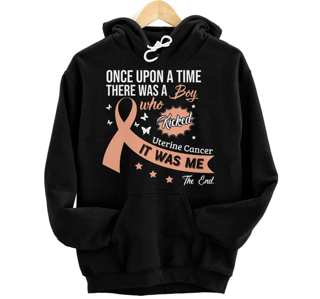 Uterine Cancer Fight Cancer Ribbon Pullover Hoodie